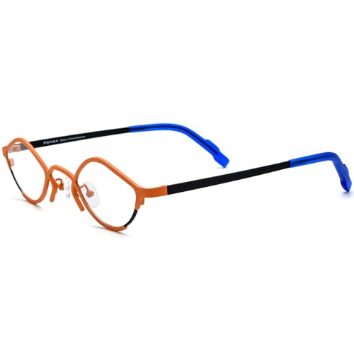 Image of FONEX Colorful Pure Titanium Glasses Frame Women Retro Round Eyeglasses