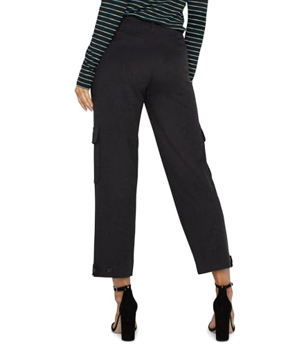 Liverpool Women's Utility Crop with Tab Hem Mid Rise Cosshatch Printed Knit in Black Crosshatch2