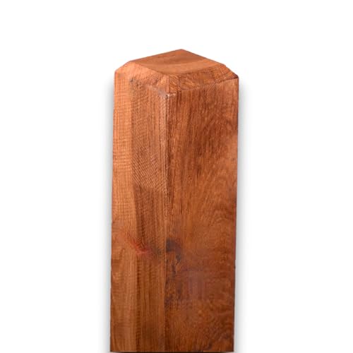 Vierkantpfosten Eiche 8x8x100 cm | Braun imprägniert & stumpf | stabiler Holzpfosten für Zaunbau, Gartenbau, Carport, Sichtschutz | massiv & langlebig