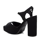 sandalias negras tacon ancho stradivarius Tipo de tacón: Tacón ancho XTI - Sandalia cierre de hebilla para mujer, color: negro, talla: 37