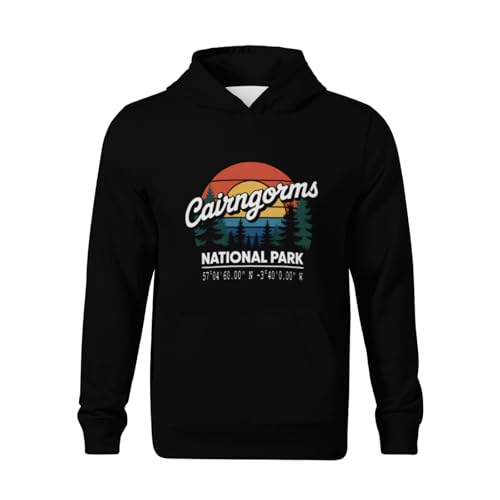 Kids Cairngorms National Park Scotland UK with GPS Location Boys Girls Lightweight Kangaroo Pocket Fleece Hoodies2