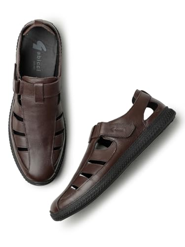 Image of Gabicci Mens Slide Sandal, Slip On Entry Full Smooth Leather, Casual Lounging Sandal,EVA Sole, Flat Heel,Sea Man