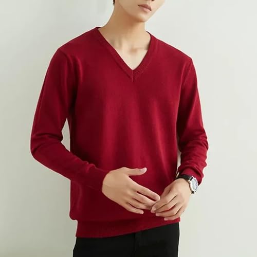 V Neck Knitted Pullover Sweater Mens Autumn Thin Edition Fashion Trend Comfortable Warm Tops4