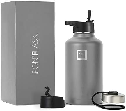 Iron Flask Sports Water Bottle - 945 ml, 3 Lids (Straw Lid), Vacuum Insulated Stainless Steel, Double Walled, Thermo Mug, Metal Canteen