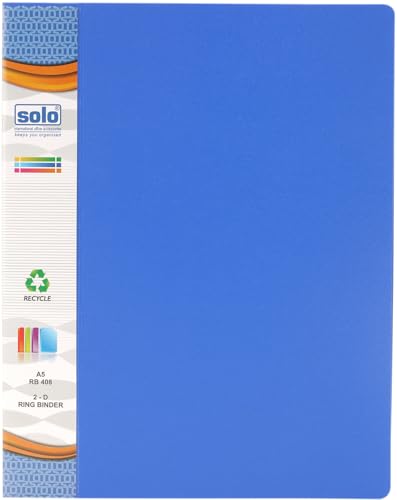 Image of Solo 2-D A5 Ring Binder File Folder -Pack of 2 | Office Document Organizer with Inside Pocket, Presentation Display Plastic Voucher File for Certificates, Portfolio, Papers & Projects