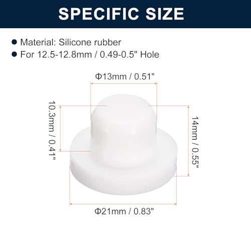 Image of uxcell 32 Pieces White Rubber Stopper, 13mm Plug Holes for 12.5-12.8mm /0.49-0.5 inch Hole