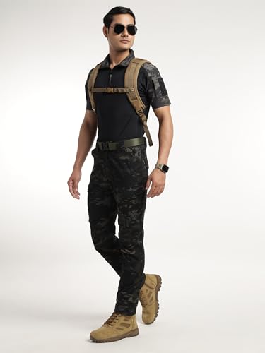 Image of MOUNTMILLER Men's Short Sleeve Ripstop Tactical Polo T-Shirt | Anti-Odor | Moisture-Wicking | UV Protective| Ideal for Hiking & Trekking, Outdoor
