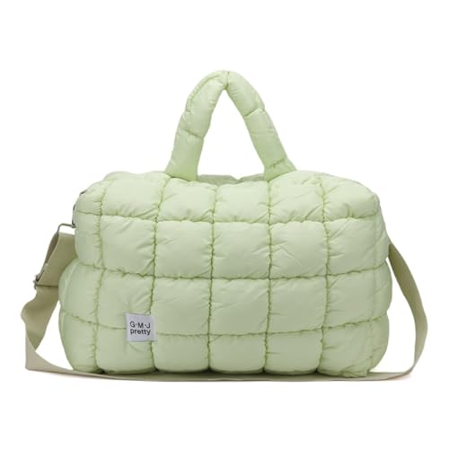 Puffer Tote Bag Quilted Duffle Bag for Women Puffy Crossbody Overnight Shoulder Handbag Large Weekender Bags Gym Travel