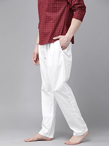 Image of See Designs White Cotton Regular Fit Pyjamas Drawstring Closure