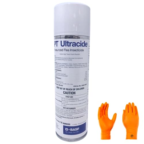 BASf PT Ultracide Pressurized Flea Insecticide - Triple-Action Flea and Tick Control with USA Supply Gloves