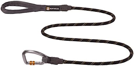 RUFFWEAR Knot-a-Leash, Reflective Rope Dog Lead with Locking Carabiner, 5ft (1.5m) Long, 11mm Thick, Red Sumac