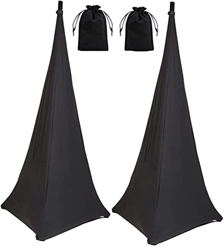 Speaker Stand Cover COOSOO Universal Lighting Tripod Stand Cover Scrim DJ Speaker Light Stand Skirt Cover Stretchable Lycra Spandex Material 360 Degree Cover for Weddings Banquets Events