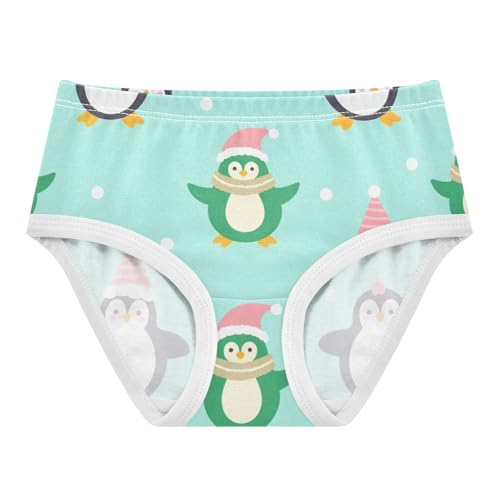 Girls' Triangle Panties Organic Underpants for Kid Christmas Penguins Pattern