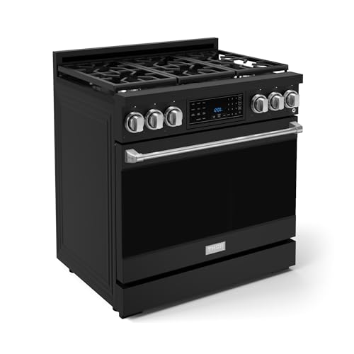 Image of Gordon Ramsay by THOR Kitchen 36 Inch Professional Liquid Propane Range with Tilt Panel Touch Control in Black /Stainless Steel