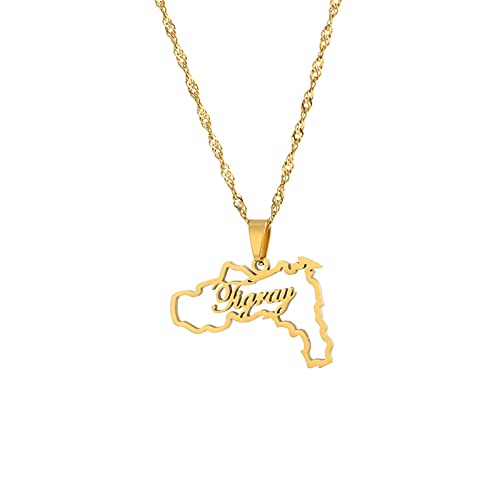 Getsona Karte Von Äthiopien Anhänger Halsketten - Tigray District Ethnic Hip Hop Maps Flag Charm Anhänger Halskette Für Frauen Männer Schlüsselbeinkette Pullover Dünne Kette Schmuck Geschenk,Hollow Y