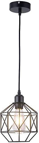 ANYU Lámpara Colgante Estilo Retro Diseño de Loft Vintage Canasta de Jaula Negra Lámpara de Techo Colgante Accesorio de iluminación Industrial y decoración para Sala de Estar Dormitorio