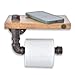 LINKPIPES Rustic Toilet Paper Holder with Shelf Industrial Toilet Paper Holder for Bathroom Farmhouse Pipe Decor Wall Mount Iron Toilet Tissue Paper Roll Holder Bronze