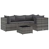 vidaXL 5-delige Loungeset met kussens poly rattan grijs, tuinset, tuinmeubel, terrasset, tuinbank, terrasmeubel, loungebank, loungeset tuin