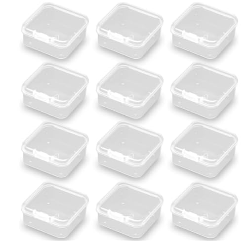 Reviews de Cajas de Plastico Chedraui que Puedes Comprar On-line. 46 Lovgrin Recipientes de Almacenamiento de Abalorio, Caja Pequeña de Pvc de 12 Unidades, Caja Cuadrada de Pvc Transparente con Tapa con Bisagras para Organizar Pequeños...