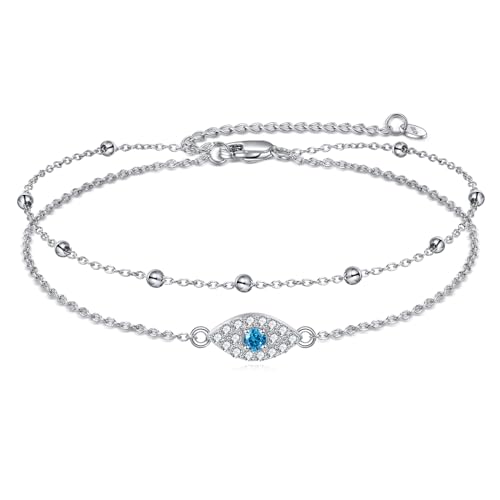 Tobillera de plata de ley con piedra lunar POPLYKE, joyería de alta calidad para mujer