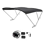 SureShade Power Bimini Electric Shade System for Pontoon Boats with Manual or No Biminis, 92-102' Wide, 20V Powered, Fade-Resistant Fabric, Clear Anodized Frame, Black - 2021133086
