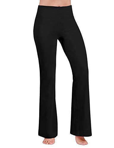 ODODOS Power Flex Boot Cut Yoga Pants Tummy Control Workout Running 4 Way Stretch Boot Leg Yoga Pantss with Hidden Pocket,Black,Large