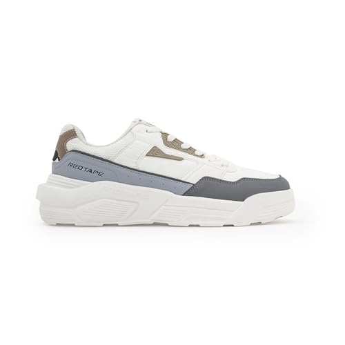 Image of Red Tape Men's Sneakers Blue Pu Mesh Round Toe Lace-Up Lightweight Comfort