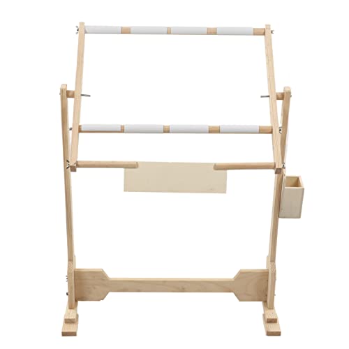 Image of Adjustable Wooden Tapestry Floor Stand with Tabletop Frame 5-Position Height Cross Stitch Embroidery Holder 100cm Pine Craft Frame