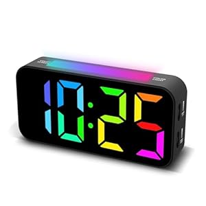 Loud Alarm Clocks for Bedrooms Heavy Sleepers, Digital Bedside Clock with Night Light, Large Display, Dual Alarm, Snooze, Dimmable for Kids Teens Boys Girls