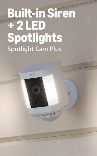 Image of Ring Battery Doorbell Plus (newest model), Nickel Silver with Spotlight Cam Plus, Battery, White