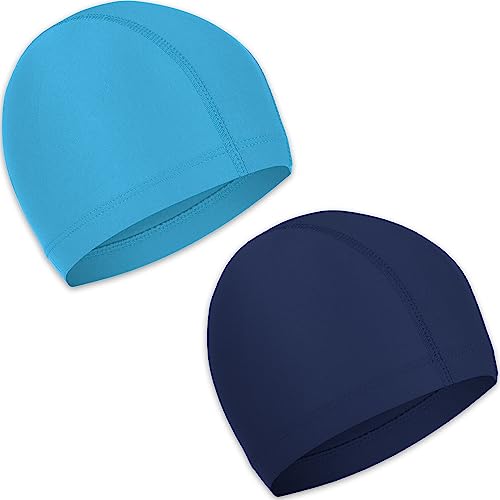 2 Gorros de baño elásticos, Gorro de natación de Tejido de poliéster, cómodo Gorro de Piscina Suave para niños y Mujeres