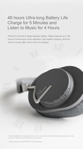 Image of Moondrop Edge Full-Scene Immersive Series Hi-Fi Portable Wireless ANC Headphone Foldable Lightweight Headphone (Grey)