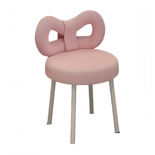KUBERASプリンセス風 化粧台椅子 バタフライチェア 金属製 背もたれ 可愛い モダン ミニマリスト 寝室 リビング 化粧室 (ピンク,ラテックス)