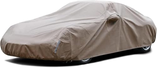 Image of Tecoom Car Cover Waterproof All Weather, Non-Woven Breathable Outdoor Full Covers for Automobiles with Zipper Pockets Sun Uv Wind Hail Protection Universal Fit Mercedes Chevrolet, 183-192 Inch