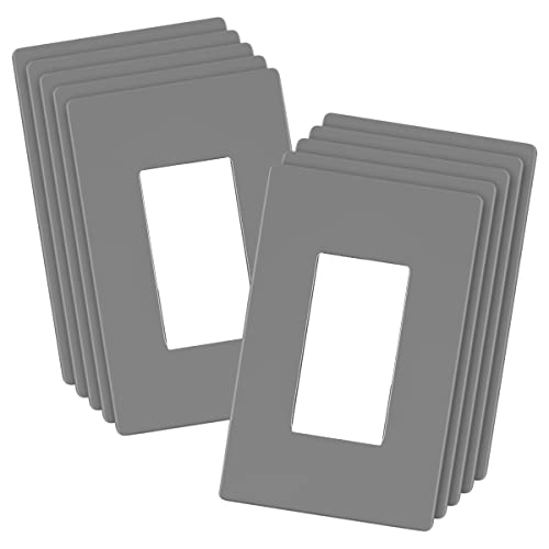 Image of LIDER Decorator Switch Cover, Screwless Wall Plate, Mid-Size 1-Gang 4.88 inch x 3.11 inch, LSWP-31M-GY10P, UL Listed, Thermoplastic, Matte Gray, 10-Pack