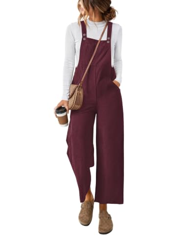 Ekouaer Corduroy Overalls for Women Casual Loose Jumpsuits with Pocket | Fall & Winter Wide Leg Jumpsuits for Women, Maternity Overalls, Fashion Casual Jumpers for Women, Cute Sleeveless Outfits - image 1