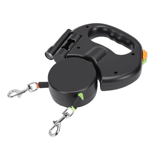 Laisse rétractable double pour chien extensible avec mode simple veilleuse - 5
