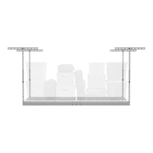 MonsterRax Overhead Garage Storage Rack 2 x 6 Ceiling Rack for Garage Shelving, Organization, & Storage, Adjustable Hanging Storage for Bikes, Equipment & Bins (White, 18
