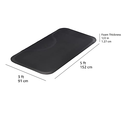 Amazon Basics 3 Ft. X 5 Ft. Salon & Barber Shop Chair Anti-Fatigue Floor Mat, Black Rectangle, 1/2 Inch Thick #TOP4