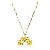 MRSXIA Rainbow Necklace for Women Gold Pendant 18K Gold Filled Dainty Chain Simple Jewelry