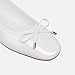MUSSHOE Women's Ballet Flats Shoes Dressy Comfortable Square Toe Patent Flat with Bow, White 10