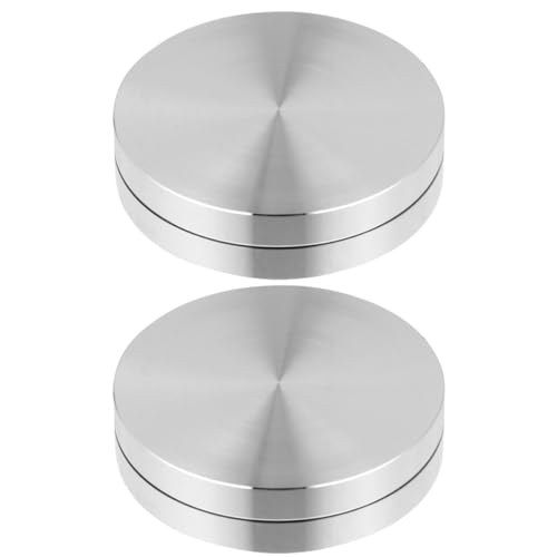 DECOMELODY Base Giratoria para Tartas 35 Cm de Diámetro, Soporte Doble Cojinetes de Aleación de Aluminio y Vidrio, Juego de 2 Piezas para Mesa de Comedor y Repostería