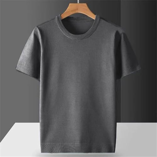 Mens Short Sleeve Pullover Sweater O-Neck Breathable Thin Solid Color Knitting Pullover Tops2