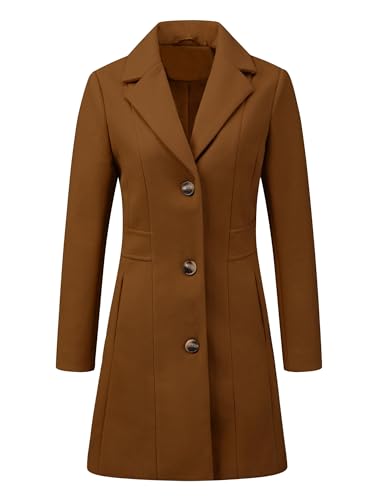 Image of Allegra K Womens Winter Elegant Pea Coat 2026 Single Breasted Long Overcoat | Notch Lapel Collar, Warm, Work Office Trench Coats,Outwear Outfit