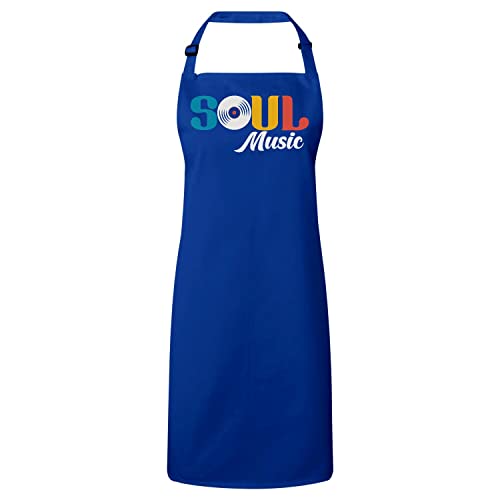 Tablier cuisine bleu Soul Music fini haut de gamme style rétro