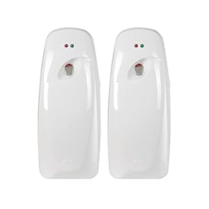 Automatic Air Freshener Spray Dispenser (2-Pack) Wall Mounted or Free Standing, Commercial and Home Use, Multiple Time Scent/Mist Release Settings for Room/Restroom Sprayer (White)