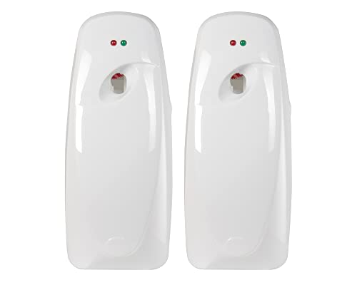 Automatic Air Freshener Spray Dispenser (2-Pack) Wall Mounted or Free Standing, Commercial and Home Use, Multiple Time Scent/Mist Release Settings for Room/Restroom Sprayer (White) by EnBath - Used condition - US$22.76