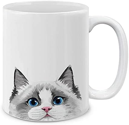 MUGBREW White Silver Point Ragdoll Cat Ceramic Coffee Mug Tea Cup, 11 OZ