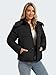 Funlingo Womens Winter Puffer Jacket Fashion Casual Hooded Zip Up Short Ladies Quilted Coat Warm Padded Puffy Outerwear with Pockets Black XL