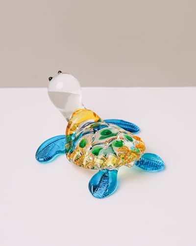 Hand Blown Art Glass, Sea Turtle Animal Figurine – Decorative Home Décor Collectible, Display Only, Unique Decorative Gift,Turtle Art Glass Blown. (N0053)